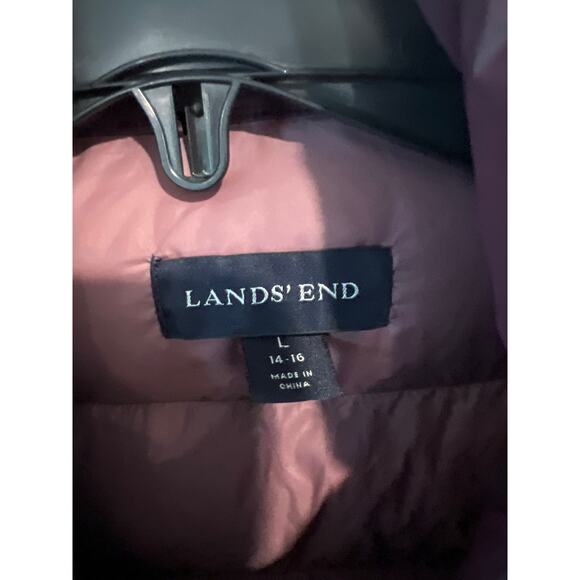Lands End size large plum colored down puffer coat jacket - Picture 2 of 3